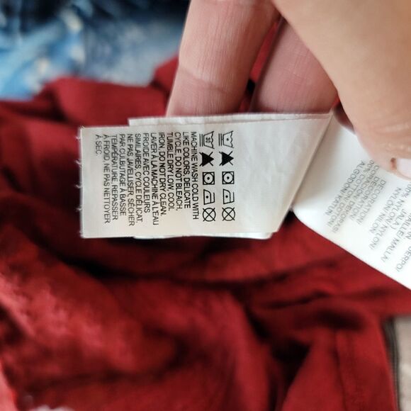 Lucky brand brick red boho top with semi sheer panels - Picture 12 of 12